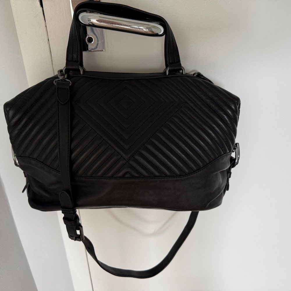 NEW Vince Camuto Tave Satchel – Black Quilted Leather - Picture 7 of 13